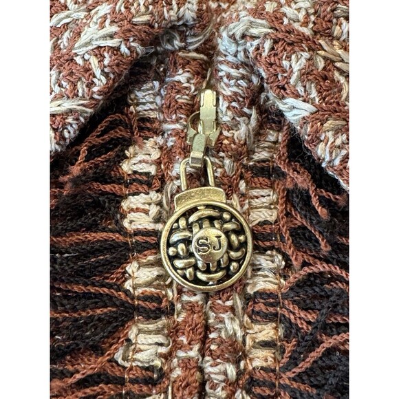 St. John Knit Painterly Tweed Boucle Jacket Women’s Sz 6 Russet Fringe Full Zip - Picture 5 of 12